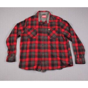 Coleman Mens Long Sleeve Button Flannel buffalo plaid Shirt Cotton Red Size XL